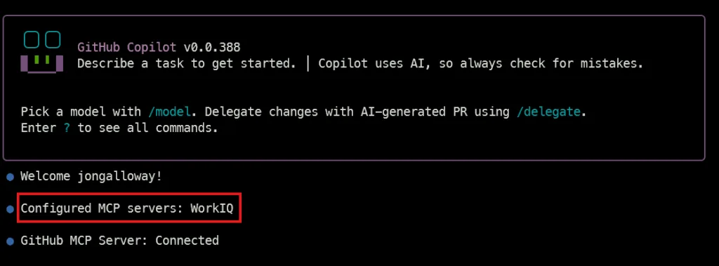 Work IQ MCP setup image